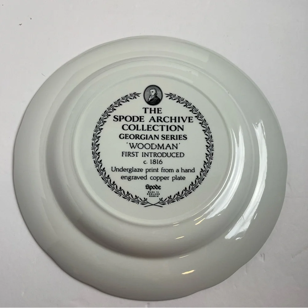 Spode Georgian Series Woodman 10” Dinner Plates Black S3480-W England Set of 4